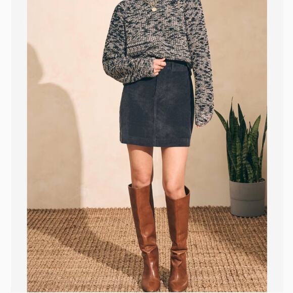 Faherty stretch cord mini skirt washed black classic preppy equestrian a line 6 - Picture 1 of 8